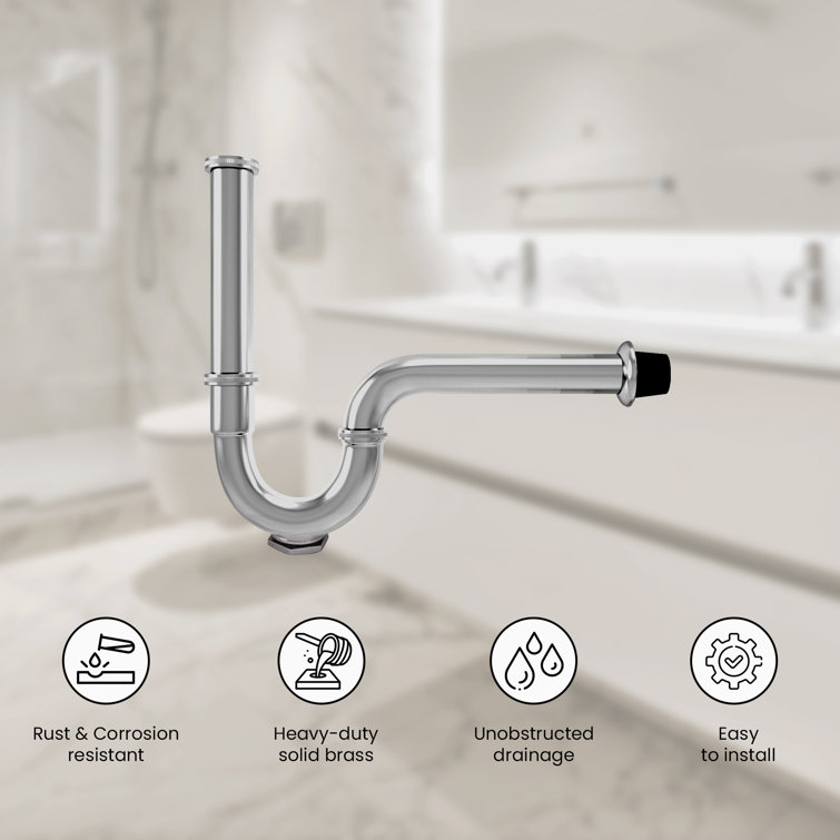 Ayna Decors 1 1/4 Bathroom Sink P Trap Kit with Flange & Slip Joint